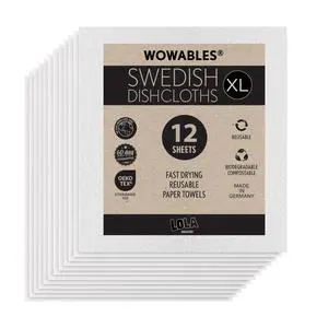 Swedish Dishcloths for Kitchen XL, 12 Sheet Roll, Biodegradable & Compostable, Reusable Paper Towel Cleaning Cloths, 11" x 10", No Odor, Washing Dishes, Ultra Absorbent Cellulose Sponge Towel Swedish Dishcloths for Kitchen XL, 12 Sheet Roll, Biodegradable & Compostable, Reusable Paper Towel Cleaning Cloths, 11" x 10", No Odor, Washing Dishes, Ultra Absorbent Cellulose Sponge Towel
