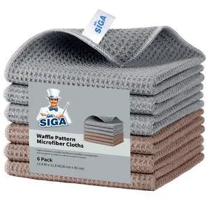 Waffle Weave Cleaning Cloths, Ultra Absorbent and Lint Free, 6 Pack Waffle Weave Cleaning Cloths, Ultra Absorbent and Lint Free, 6 Pack