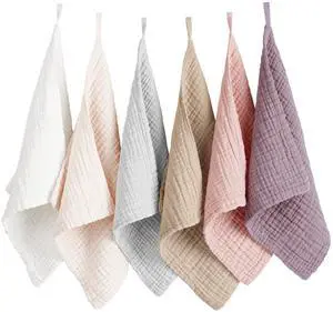 6 Pack Muslin Baby Washcloths, 100% Cotton Wash Cloth Set 6 Pack Muslin Baby Washcloths, 100% Cotton Wash Cloth Set