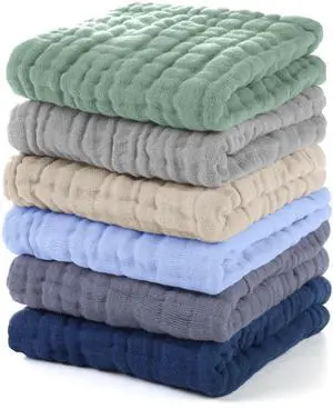 Muslin Burp Cloths Baby 12''X12'', Baby Washcloths 6 Pack, 100% Cotton Baby Wash Cloths Absorbent and Soft for Newborn Infants Kids Boys Girls - Multicolor Muslin Burp Cloths Baby 12''X12'', Baby Washcloths 6 Pack, 100% Cotton Baby Wash Cloths Absorbent and Soft for Newborn Infants Kids Boys Girls - Multicolor