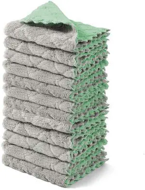 12 Pack Dish Towels, 10x10 in Premium Dish Cloths, Super Absorbent Kitchen Towels Coral Velvet Dishcloths Nonstick Oil Fast Drying Washcloths (Green-Grey) 12 Pack Dish Towels, 10x10 in Premium Dish Cloths, Super Absorbent Kitchen Towels Coral Velvet Dishcloths Nonstick Oil Fast Drying Washcloths (Green-Grey)