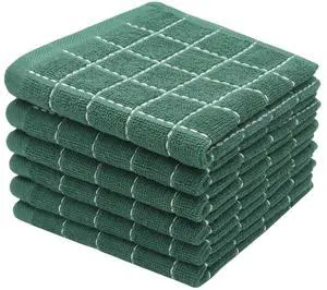 Terry Dish Rags Cloths, Green Kitchen Dish Towels,12x 12,6 Pack Terry Dish Rags Cloths, Green Kitchen Dish Towels,12x 12,6 Pack