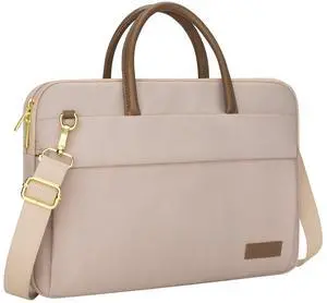 14 Inch Laptop Bag with Pockets & Handle for Women, Khaki 14 Inch Laptop Bag with Pockets & Handle for Women, Khaki