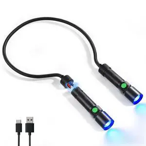 LED Neck Light, 1800 Lumens Bright Rechargeable Neck Flashlight with Magnetic Base, Detachable Hands Free Mechanic Work Lights Lamp for Reading LED Neck Light, 1800 Lumens Bright Rechargeable Neck Flashlight with Magnetic Base, Detachable Hands Free Mechanic Work Lights Lamp for Reading
