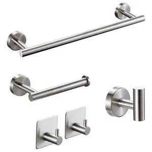 Brushed Bathroom Hardware Set, 5 Pieces Bathroom Accessories Set,Stainless Steel 16 Inch Bath Towel Bar Set Wall Mounted,Robe Towel Hooks, Toilet Paper Holder,Towel Racks for Bathroom SP-60008-2 Brushed Bathroom Hardware Set, 5 Pieces Bathroom Accessories Set,Stainless Steel 16 Inch Bath Towel Bar Set Wall Mounted,Robe Towel Hooks, Toilet Paper Holder,Towel Racks for Bathroom SP-60008-2