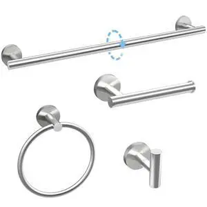 24 Inch Bathroom Hardware Set, Thicken, 4-Piece, Brushed Nickel 24 Inch Bathroom Hardware Set, Thicken, 4-Piece, Brushed Nickel
