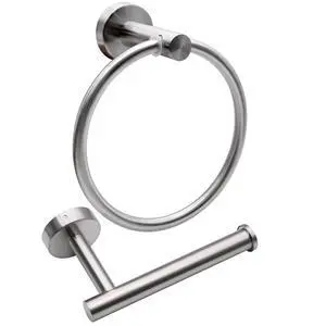 2pcs Brushed Nickel Toilet Paper Holder and Towel Ring Set, Stainless Steel 2pcs Brushed Nickel Toilet Paper Holder and Towel Ring Set, Stainless Steel