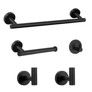 Bathroom Hardware Set SUS 304 Thicken Stainless Steel-Towel Bar Set Include 16" Towel Rod, Toilet Paper Holder, Multifunctional Hooks Bathroom Accessories (Matte Black, 5 Pcs) Bathroom Hardware Set SUS 304 Thicken Stainless Steel-Towel Bar Set Include 16" Towel Rod, Toilet Paper Holder, Multifunctional Hooks Bathroom Accessories (Matte Black, 5 Pcs)