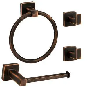 4 Pieces Oil Rubbed Bronze Bathroom Hardware Accessories, Include Hand Towel Ring, Toilet Paper Holder and 2 Robe Towel Hooks,Bronze Bathroom Hardware Set 4 Pieces Oil Rubbed Bronze Bathroom Hardware Accessories, Include Hand Towel Ring, Toilet Paper Holder and 2 Robe Towel Hooks,Bronze Bathroom Hardware Set