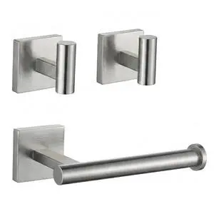 Toilet Paper Holder Wall Mount with 2 Towel Hooks, Brushed Nickel Bathroom Hardware Set, SUS304 Stainless Steel Toilet Paper Roll Holder and Robe Hook Set for Bathroom, RV, Kitchen Toilet Paper Holder Wall Mount with 2 Towel Hooks, Brushed Nickel Bathroom Hardware Set, SUS304 Stainless Steel Toilet Paper Roll Holder and Robe Hook Set for Bathroom, RV, Kitchen