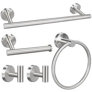 5pcs Bathroom Hardware Set, Brushed Nickel Bathroom Hardware Set, Including 16" Hand Towel Bars, Toilet Paper Holders, Towel Rings, Robe Towel Hooks 5pcs Bathroom Hardware Set, Brushed Nickel Bathroom Hardware Set, Including 16" Hand Towel Bars, Toilet Paper Holders, Towel Rings, Robe Towel Hooks