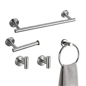 Silver 5 Pieces Bathroom Hardware Set, 16 Inch Bathroom Towel Holder, Wall-Mounted Towel Bar, Towel Racks for Bathroom, Robe Towel Hooks, Toilet Paper Holder Silver 5 Pieces Bathroom Hardware Set, 16 Inch Bathroom Towel Holder, Wall-Mounted Towel Bar, Towel Racks for Bathroom, Robe Towel Hooks, Toilet Paper Holder