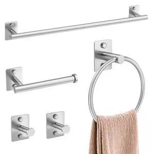 5 Pieces Bathroom Hardware Accessories Set Brushed Nickel Towel Bar Set Stainless Steel Towel Racks for Bathroom,Wall-Mounted 23.6 inch 5 Pieces Bathroom Hardware Accessories Set Brushed Nickel Towel Bar Set Stainless Steel Towel Racks for Bathroom,Wall-Mounted 23.6 inch