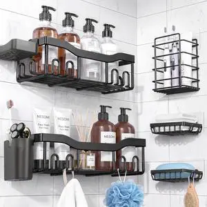 7 Pack Shower Caddy Adhesive,Stainless Steel Shower Organizer Shelf 7 Pack Shower Caddy Adhesive,Stainless Steel Shower Organizer Shelf