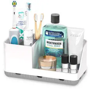 Toothbrush Holders for Bathroom Counter - Detachable Bathroom Organizer and Storage Electric Toothbrush and Toothpaste Holder, Bathroom Decor Accessories for Countertop, Shower, Sink Toothbrush Holders for Bathroom Counter - Detachable Bathroom Organizer and Storage Electric Toothbrush and Toothpaste Holder, Bathroom Decor Accessories for Countertop, Shower, Sink