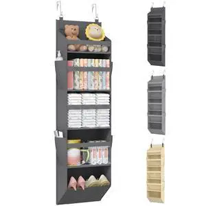 1 Pack Over the Door Organizer, 5 Section Clear Window Hanging Storage with 4 Side Pockets, Sturdy Anti Tilt 40 lbs Load Behind Door for Closet, Bedroom, Bathroom, Nursery, Dorm, Dark Gray 1 Pack Over the Door Organizer, 5 Section Clear Window Hanging Storage with 4 Side Pockets, Sturdy Anti Tilt 40 lbs Load Behind Door for Closet, Bedroom, Bathroom, Nursery, Dorm, Dark Gray