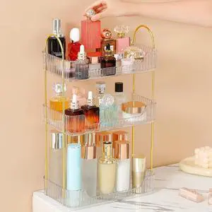 Bathroom Counter Organizer, 3 Tier Perfume Skin Care Countertop Storage Shelf, Vanity Makeup Tray for Cosmetic Skincare Lotion,Clear Bathroom Counter Organizer, 3 Tier Perfume Skin Care Countertop Storage Shelf, Vanity Makeup Tray for Cosmetic Skincare Lotion,Clear