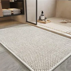Bath Mat-Super Absorbent Chenille Bathroom Mats-Rubber Backed Bath Mats for Bathroom Non Slip, Easy Clean Bathroom Rugs Front of Bathtub,Shower Room,Sink-17×28, Beige&Cream Bath Mat-Super Absorbent Chenille Bathroom Mats-Rubber Backed Bath Mats for Bathroom Non Slip, Easy Clean Bathroom Rugs Front of Bathtub,Shower Room,Sink-17×28, Beige&Cream