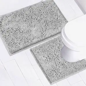 Bathroom Rugs Chenille Bath mat 2 Piece Set, Super Absorbent, Strong PVC Non Slip Backing, Bath mats for Bathroom, Plush Shaggy, Thick, Machine Washable, Bathtub, Toilet.(Light Grey) Bathroom Rugs Chenille Bath mat 2 Piece Set, Super Absorbent, Strong PVC Non Slip Backing, Bath mats for Bathroom, Plush Shaggy, Thick, Machine Washable, Bathtub, Toilet.(Light Grey)