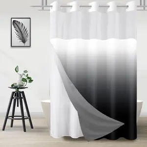 No Hook Shower Curtain and Liner Set for Bathroom, Ombre Black, 71" x 74" No Hook Shower Curtain and Liner Set for Bathroom, Ombre Black, 71" x 74"