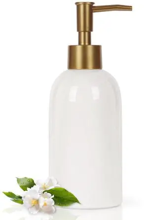 14OZ Ceramic Soap Dispenser Bathroom/Kitchen Can Fill Liquid-White 14OZ Ceramic Soap Dispenser Bathroom/Kitchen Can Fill Liquid-White