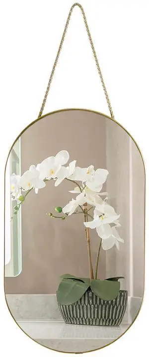 Oval Wall Mirror, Gold, Oval Shape, for Bathrooms and More (16x9.2 inch) Oval Wall Mirror, Gold, Oval Shape, for Bathrooms and More (16x9.2 inch)