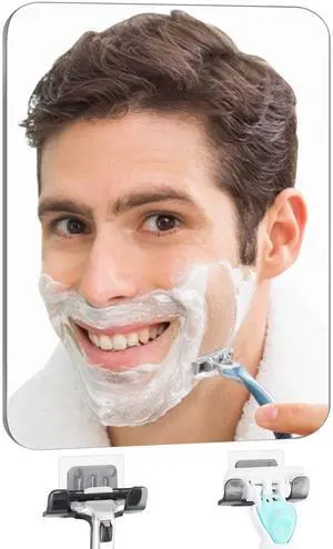 Shower Mirror Fogless Shaving with Razor Holder for Shower, Anti Fog Shower Mirror & includes 2 Razor Hooks & 2 Mirror Hooks, Easy Install & Unbreakable, Mirror for Shower Wall(Small 6.8x5.2in) Shower Mirror Fogless Shaving with Razor Holder for Shower, Anti Fog Shower Mirror & includes 2 Razor Hooks & 2 Mirror Hooks, Easy Install & Unbreakable, Mirror for Shower Wall(Small 6.8x5.2in)