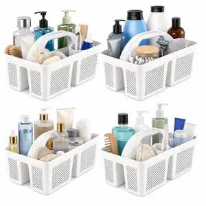 4 Pack Portable Shower Caddy Basket with Handle, Plastic Cleaning Caddy Organizer for Bathroom, College Dorm, Kitchen & Laundry Room, Divided Storage Tote for Toiletries and Cleaning Supplie 4 Pack Portable Shower Caddy Basket with Handle, Plastic Cleaning Caddy Organizer for Bathroom, College Dorm, Kitchen & Laundry Room, Divided Storage Tote for Toiletries and Cleaning Supplie