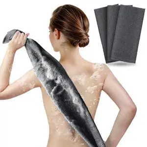 Exfoliating Washcloth, Japanese Bath Towel, 3 Pack, Black Exfoliating Washcloth, Japanese Bath Towel, 3 Pack, Black