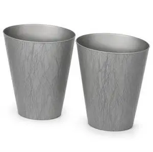 2.25 Gallon Small Waste Basket, Plastic Vanity Trash Can Open Top Design, Bathroom Bedroom Office Garbage Bin, Compact Trash Can, 2 Pack, Silver 2.25 Gallon Small Waste Basket, Plastic Vanity Trash Can Open Top Design, Bathroom Bedroom Office Garbage Bin, Compact Trash Can, 2 Pack, Silver