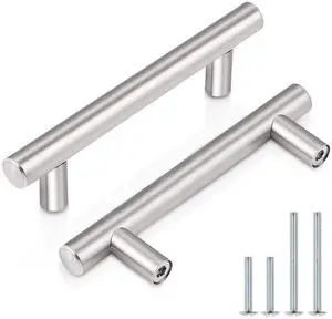(30 Pack 3 Inch Hole Centers Kitchen Cabinet Handles Euro T Bar Cabinet Pulls Stainless Steel Kitchen Drawer Handles Brushed Nickel Furniture Dresser Cabinet Hardware, 5 Inch Total Length (30 Pack 3 Inch Hole Centers Kitchen Cabinet Handles Euro T Bar Cabinet Pulls Stainless Steel Kitchen Drawer Handles Brushed Nickel Furniture Dresser Cabinet Hardware, 5 Inch Total Length