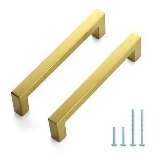 Gold Cabinet Handles Square Cabinet Pulls, 5 Inch CC, 10 Pack Gold Cabinet Handles Square Cabinet Pulls, 5 Inch CC, 10 Pack