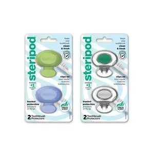 Clip-On Toothbrush Protector, Keeps Toothbrush Fresh and Clean, Fits Most Manual and Electric Toothbrushes, Blue, Green, Clear, 4 Count Clip-On Toothbrush Protector, Keeps Toothbrush Fresh and Clean, Fits Most Manual and Electric Toothbrushes, Blue, Green, Clear, 4 Count