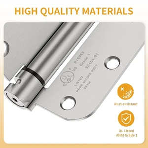 4 Pack Self Closing Door Hinges, 3.5 Inch Spring Loaded Hinges with 5/8'' Radius Corners, Adjustable Tension for Garage, Front Door, Back Door, for Left and Right Hand Door, UL Listed 4 Pack Self Closing Door Hinges, 3.5 Inch Spring Loaded Hinges with 5/8'' Radius Corners, Adjustable Tension for Garage, Front Door, Back Door, for Left and Right Hand Door, UL Listed