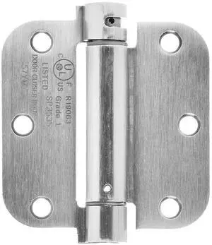 Self-Closing Door Hinge, 3.5 Inch x 3.5 Inch, 5/8-Inch Radius, Satin Nickel, 1-Piece, Hardware Included Self-Closing Door Hinge, 3.5 Inch x 3.5 Inch, 5/8-Inch Radius, Satin Nickel, 1-Piece, Hardware Included