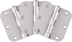 Interior Door Frame Hinges, Water Resistant, Pre-Lubricated, For Left or Right-Handed Doors, Steel Construction, Easy Install, Satin Nickel, 3-Pack, 3.5 in. L x 3.5 in. W, 181412 Interior Door Frame Hinges, Water Resistant, Pre-Lubricated, For Left or Right-Handed Doors, Steel Construction, Easy Install, Satin Nickel, 3-Pack, 3.5 in. L x 3.5 in. W, 181412