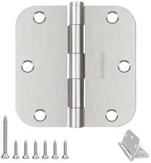 Door Hinges Brushed Nickel - 3 Pack Satin Nickel 3.5 Inch Rounded Interior Door Hinges with 5/8" Radius - Flat Iron Residential Standard 3 1/2 Inches Silver Door Hardware Door Hinges Brushed Nickel - 3 Pack Satin Nickel 3.5 Inch Rounded Interior Door Hinges with 5/8" Radius - Flat Iron Residential Standard 3 1/2 Inches Silver Door Hardware