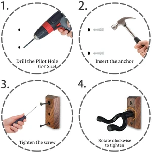 Guitar Wall Mount 2 Pack, Black Walnut Wood Guitar Hanger, U-Shaped Guitar Wall Hanger Mount, Guitar Holder Hook Stand Wall for Acoustic, Electric Guitar, Banjo, Bass, for Guitar Player Men Boy Guitar Wall Mount 2 Pack, Black Walnut Wood Guitar Hanger, U-Shaped Guitar Wall Hanger Mount, Guitar Holder Hook Stand Wall for Acoustic, Electric Guitar, Banjo, Bass, for Guitar Player Men Boy