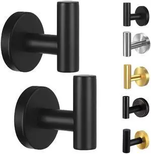 Towel Hooks for Bathroom,2 Packs Wall Mount Towel Holder,Black Matte Wall Robe Hook,Stainless Steel Heavy Duty Door Hanger Towel Hook for Kitchen, Bedroom,Hotel,Pool,Coats(Drilling) Towel Hooks for Bathroom,2 Packs Wall Mount Towel Holder,Black Matte Wall Robe Hook,Stainless Steel Heavy Duty Door Hanger Towel Hook for Kitchen, Bedroom,Hotel,Pool,Coats(Drilling)