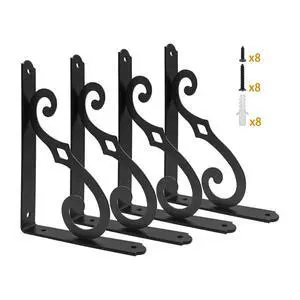 8 Inch Decorative Shelf Brackets, 4 Pack Wall Mounted Metal Shelving Brackets, Heavy Duty Shelf Supports, Rustic L Shape Brackets for Floating Shelves DIY Home Kitchen, with Screws 8 Inch Decorative Shelf Brackets, 4 Pack Wall Mounted Metal Shelving Brackets, Heavy Duty Shelf Supports, Rustic L Shape Brackets for Floating Shelves DIY Home Kitchen, with Screws