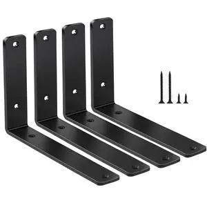 4 Pack - L 6" x H 4" x W1.5, 5mm Thick Black L Shelf Bracket, Iron Shelf Brackets, Metal Shelf Brackets, Floating Shelf, Shelf Supports with Screws 4 Pack - L 6" x H 4" x W1.5, 5mm Thick Black L Shelf Bracket, Iron Shelf Brackets, Metal Shelf Brackets, Floating Shelf, Shelf Supports with Screws