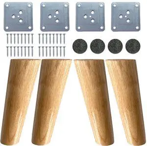 4PACK Solid Wood Furniture Legs 6 Inch Sofa Legs, Replacement Legs Mid Century Modern Legs for Couch End Table TV Stand Bed Dresser Cabinet, Accessorizes Included 4PACK Solid Wood Furniture Legs 6 Inch Sofa Legs, Replacement Legs Mid Century Modern Legs for Couch End Table TV Stand Bed Dresser Cabinet, Accessorizes Included