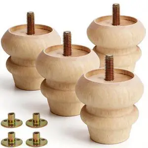 2 Inch Wooden Unfinished Bun Feet for Furniture Legs Set of 4 2 Inch Wooden Unfinished Bun Feet for Furniture Legs Set of 4