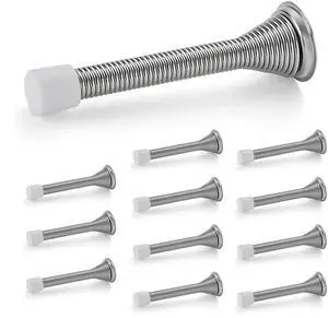 Door Stoppers, 12 Pack Spring Door Stops with Rubber Bumper, Satin Nickel Door Stoppers for Bottom of Door Door Stoppers, 12 Pack Spring Door Stops with Rubber Bumper, Satin Nickel Door Stoppers for Bottom of Door