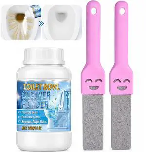 Pumice Stone Toilet Bowl Cleaner, 250G Toilet Cleaner Powder with 2pcs Pumice Stone, Powerfully Cleans Calcium Buildup and Stains, Suitable for Toilets, Bathroom (250G) Pumice Stone Toilet Bowl Cleaner, 250G Toilet Cleaner Powder with 2pcs Pumice Stone, Powerfully Cleans Calcium Buildup and Stains, Suitable for Toilets, Bathroom (250G)