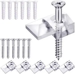 20 Pack Mirror Holder Clips, Offset 0.24 Inch/ 6 mm, Glass Mirror Hanging Kit for Wall Mounting Hanging Retainer Fasteners with Screw and Anchors for Fixing Cabinet Door(Classic Style) 20 Pack Mirror Holder Clips, Offset 0.24 Inch/ 6 mm, Glass Mirror Hanging Kit for Wall Mounting Hanging Retainer Fasteners with Screw and Anchors for Fixing Cabinet Door(Classic Style)
