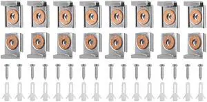Mirror Hanger Clips Set, 4Sets (16 Pieces) Unframed Mirror Mount Clips, Metal Spring Loaded Mirror Hanger Clips with Screws and Rawl Plugs Mirror Hanger Clips Set, 4Sets (16 Pieces) Unframed Mirror Mount Clips, Metal Spring Loaded Mirror Hanger Clips with Screws and Rawl Plugs