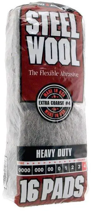 33873161073 Steel Wool, 16 pad, Extra Coarse Grade #4, Rhodes American, Heavy Duty Steel Wool (Packaging May Vary) 33873161073 Steel Wool, 16 pad, Extra Coarse Grade #4, Rhodes American, Heavy Duty Steel Wool (Packaging May Vary)