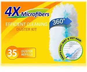 35 Duster Refills for Swiffer, Duster Refills Kit with & 2 Handle for Cleaning Home & Car, Heavy Duty Multi Surface for Office, Blinds, Ceiling Fans, Furniture 35 Duster Refills for Swiffer, Duster Refills Kit with & 2 Handle for Cleaning Home & Car, Heavy Duty Multi Surface for Office, Blinds, Ceiling Fans, Furniture