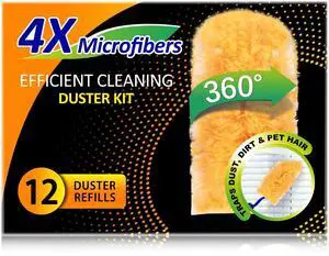 Heavy Duty Multi Surface 360°Heavy Duty 12 Duster Refills & 1 Handle, Compatible with Swiffer DustersDisposable Dusters for Cleaning Heavy Duty Multi Surface 360°Heavy Duty 12 Duster Refills & 1 Handle, Compatible with Swiffer DustersDisposable Dusters for Cleaning